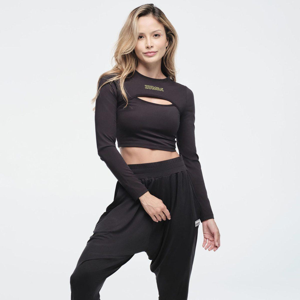 Funscape Long Sleeve Crew Neck Crop Top Z23