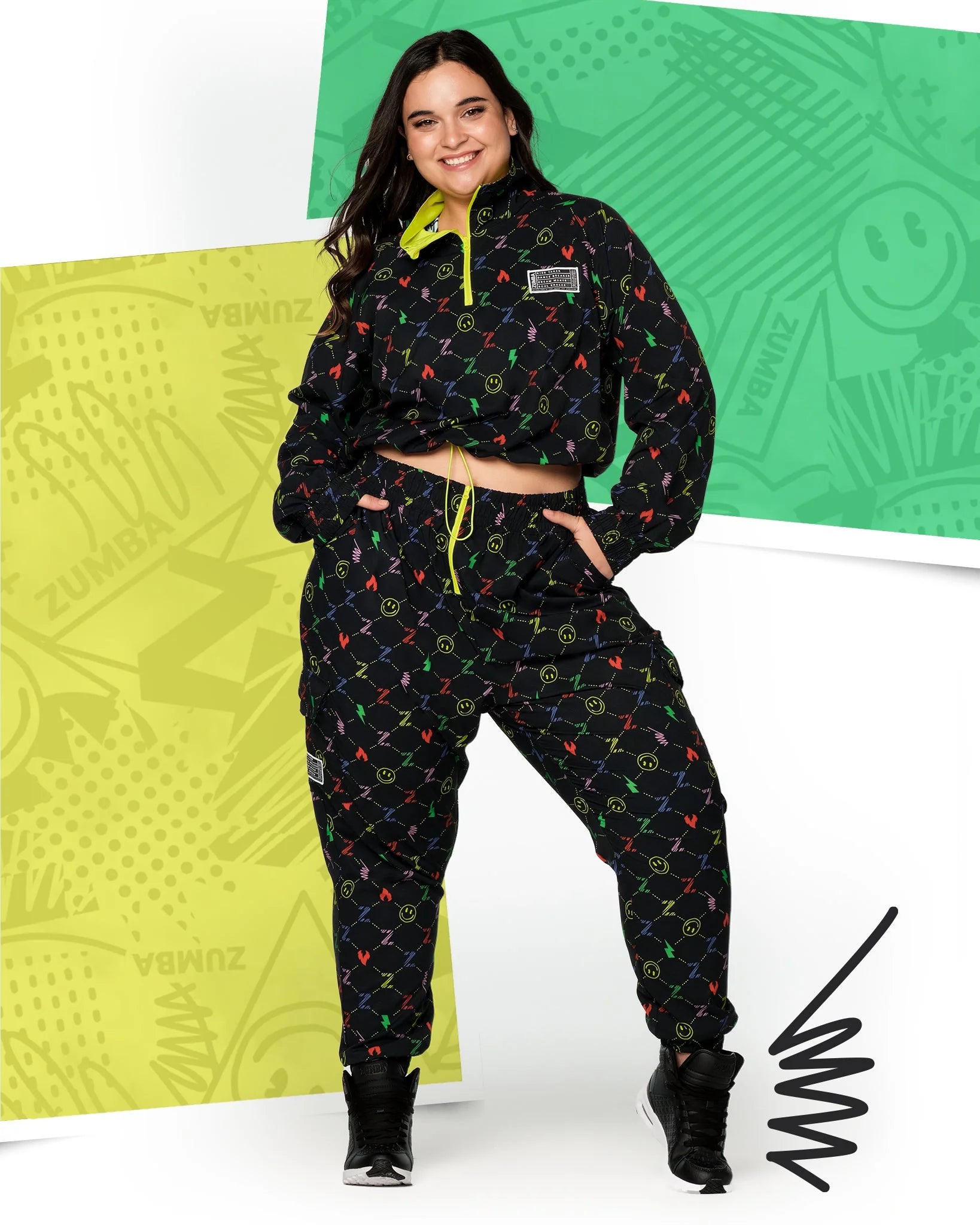 Zumba Happy High Neck Crop Pullover B2