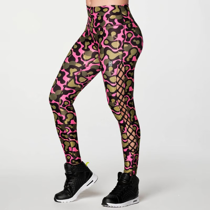 Zumba Wild High Waisted Laced Up Ankle Leggings Z22