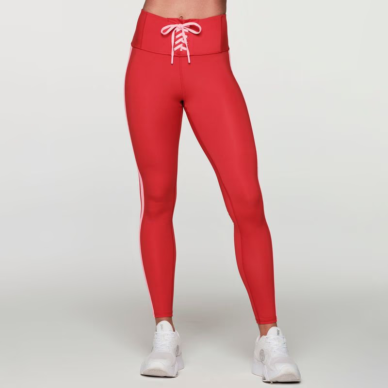 Retro Zumba Laced Up High Waisted Ankle Leggings Z22