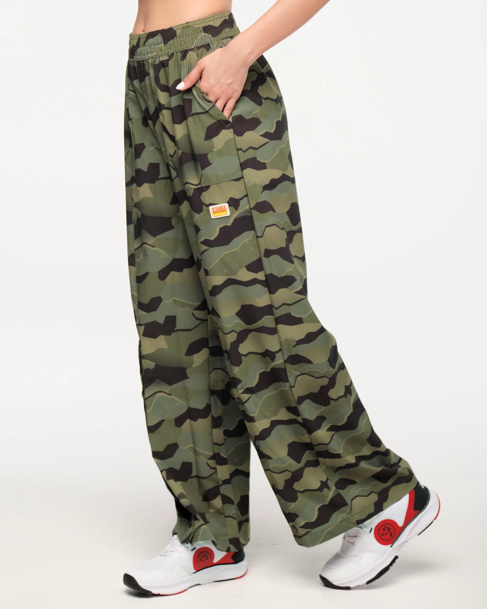 Zumba Explore Wide Leg Woven Pants - Olive Expedition B3