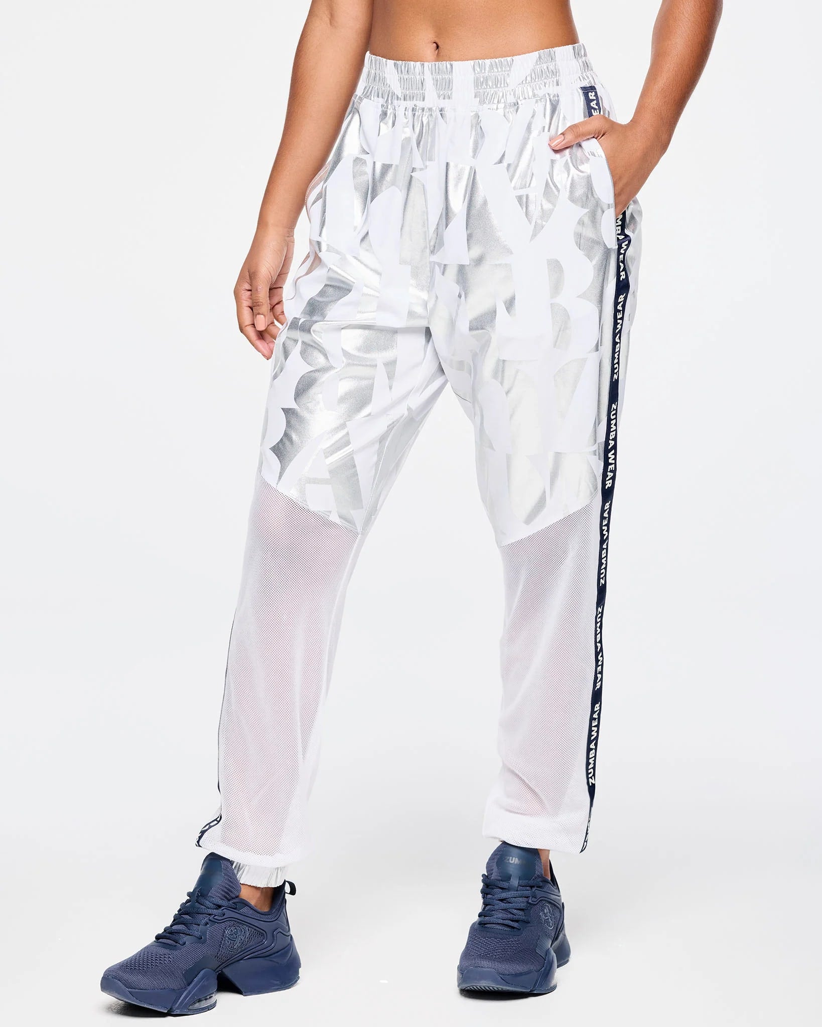 Zumba Out Loud High Waisted Woven Track Pants With Mesh B3