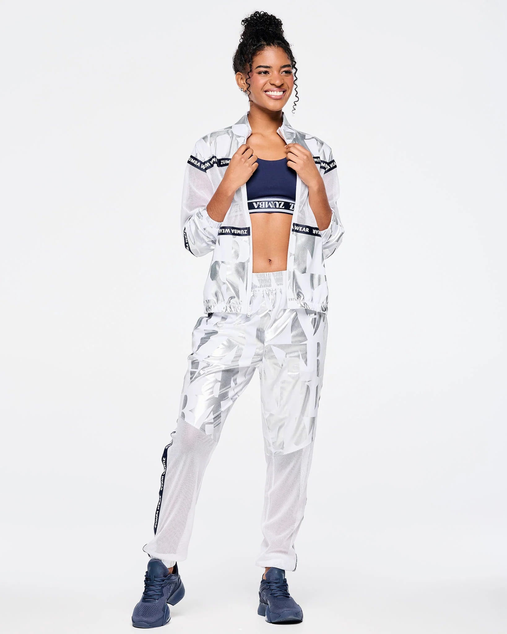 Zumba Out Loud High Waisted Woven Track Pants With Mesh B3