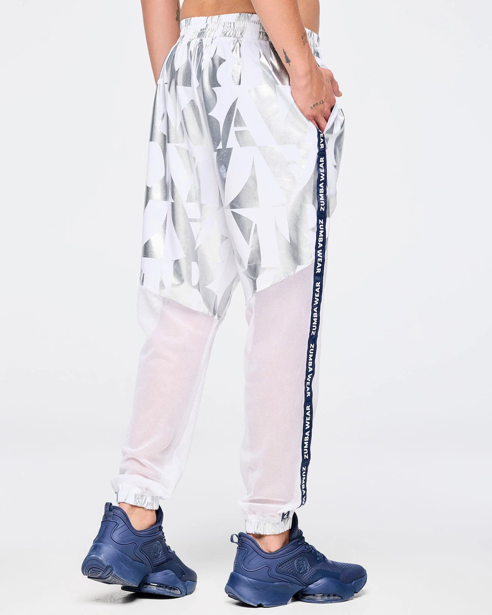 Zumba Out Loud High Waisted Woven Track Pants With Mesh B3