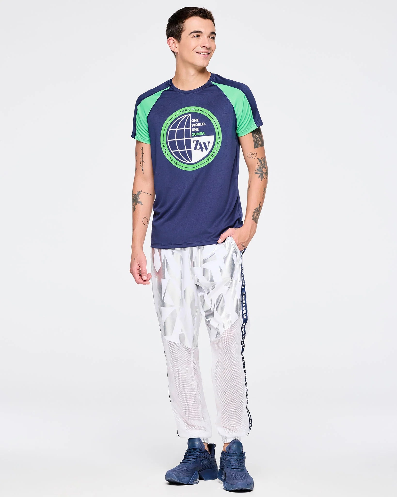 Zumba Out Loud High Waisted Woven Track Pants With Mesh B3