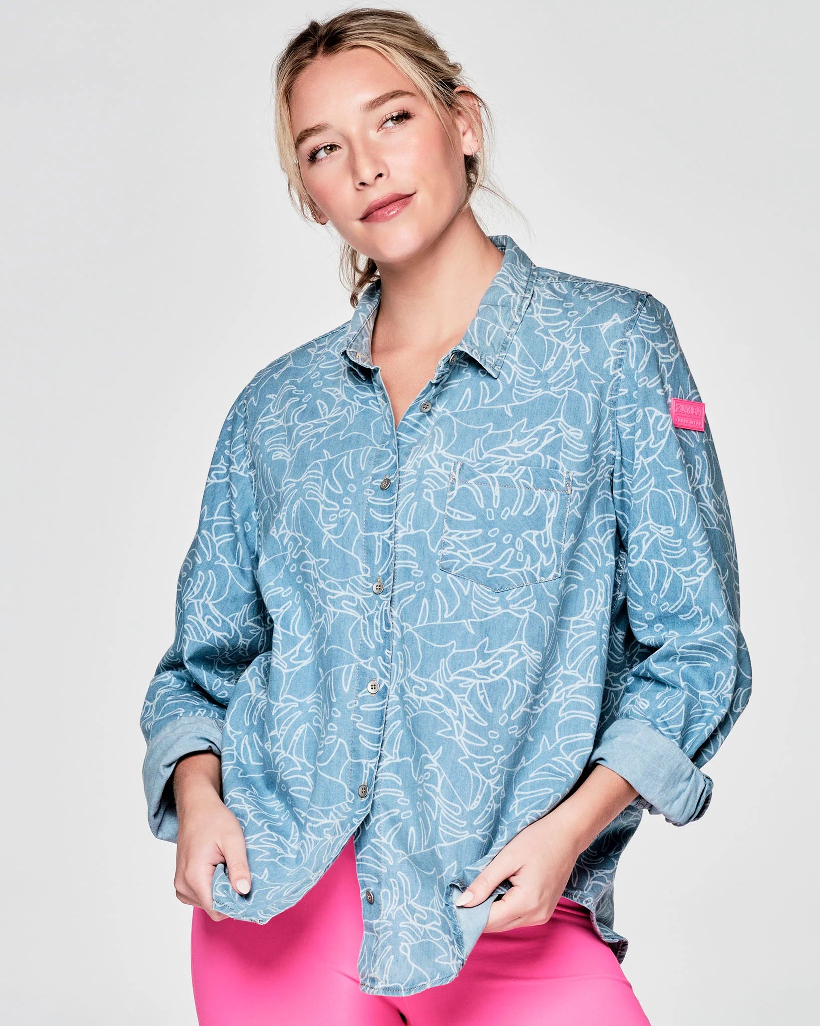Zumba Resort Long Sleeve Button Up B6