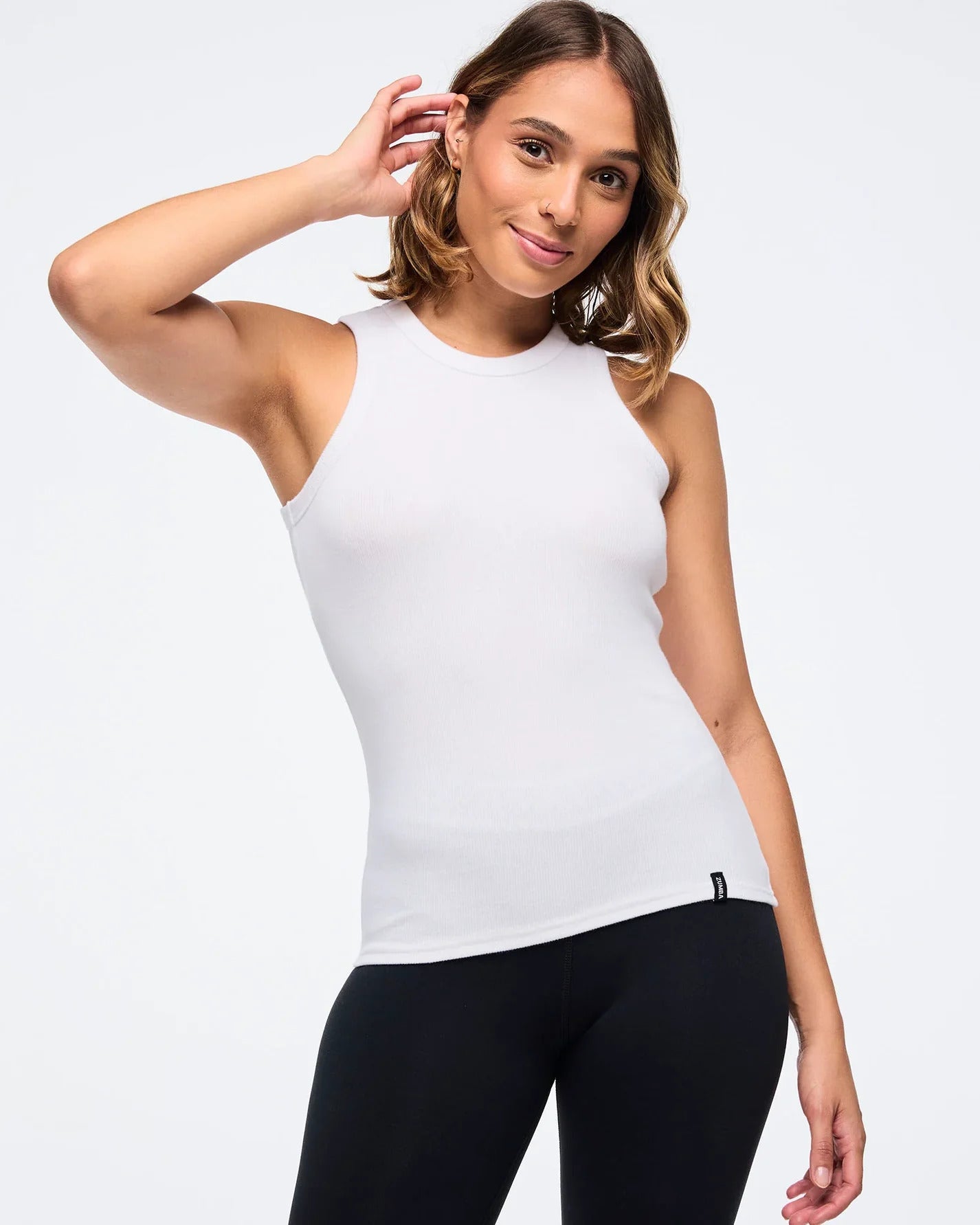 Zumba Haus High Neck Ribbed Tank- B8