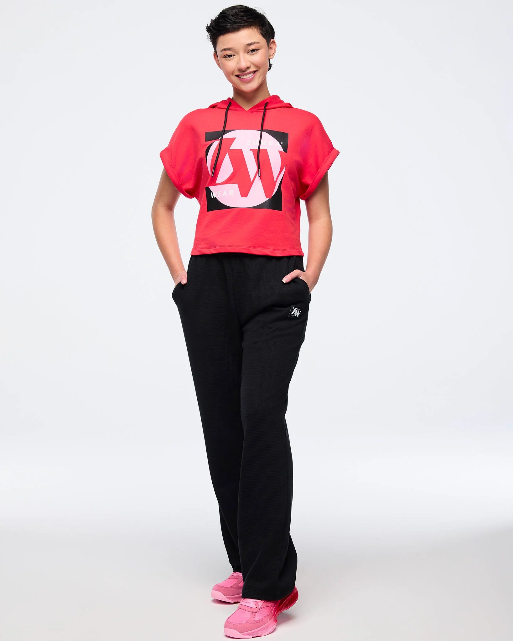 Zumba Haus Short Sleeve Crop Pullover Hoodie- B5