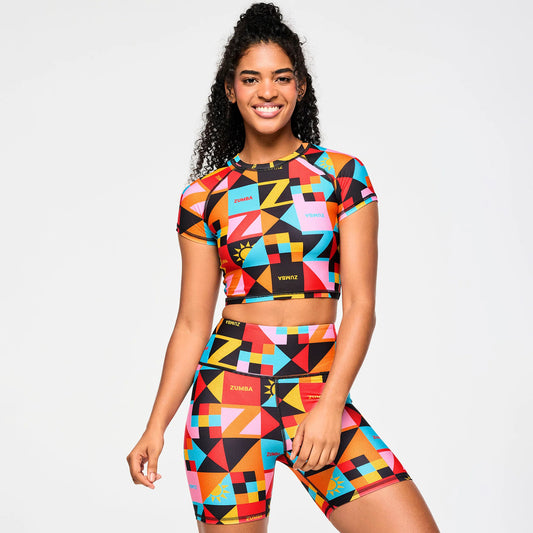 Zumba Rays Cap Sleeve Crop Top B15