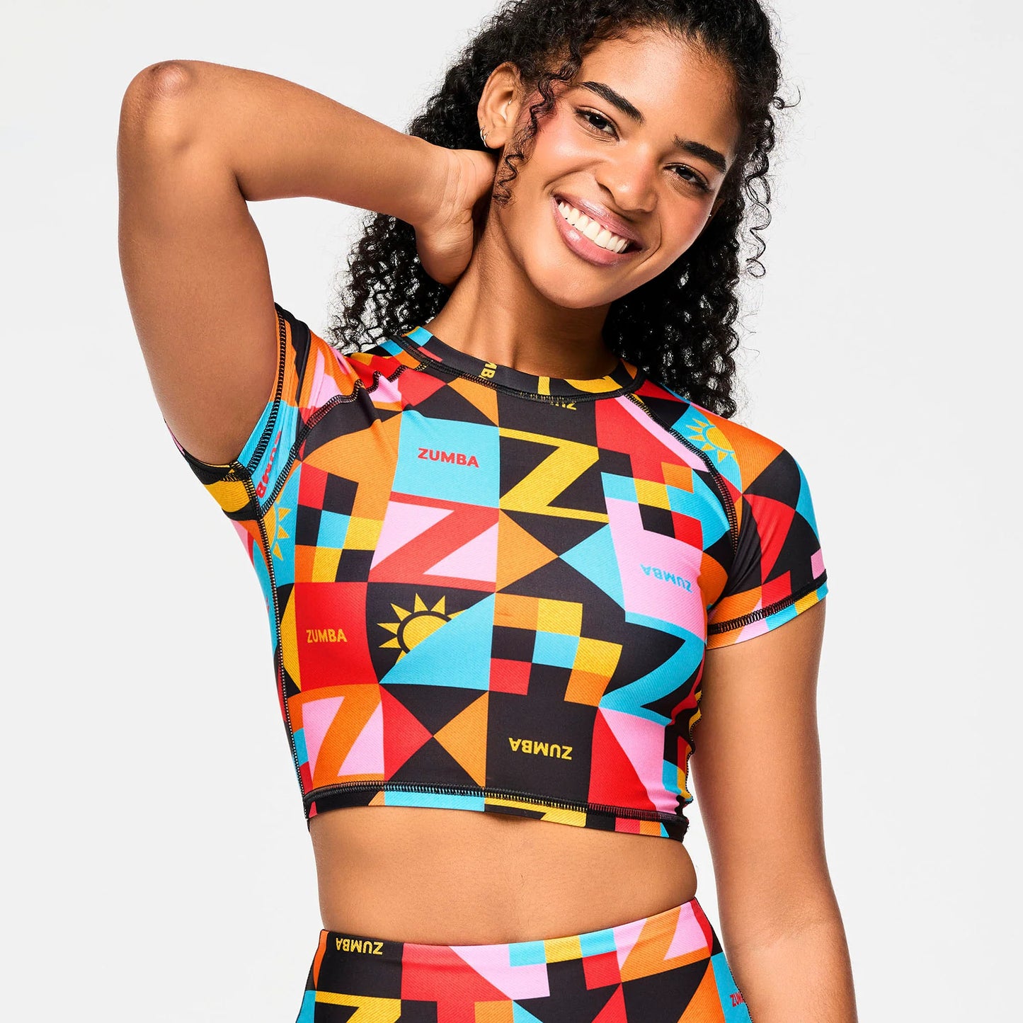Zumba Rays Cap Sleeve Crop Top B15