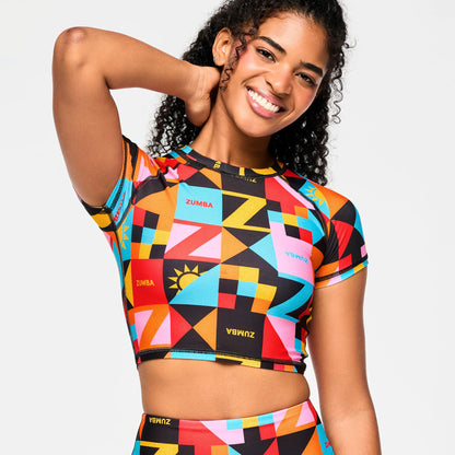 Zumba Rays Cap Sleeve Crop Top B15