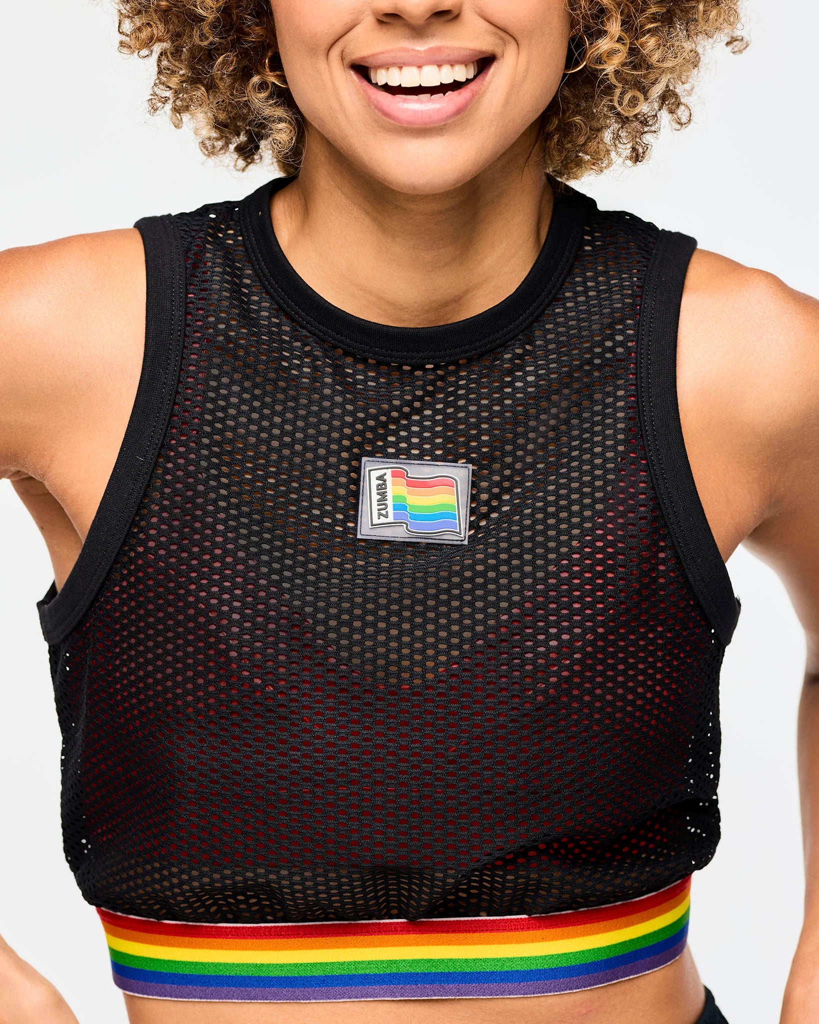 Zumba Crop Mesh Tank With Elastic Waistband Z23