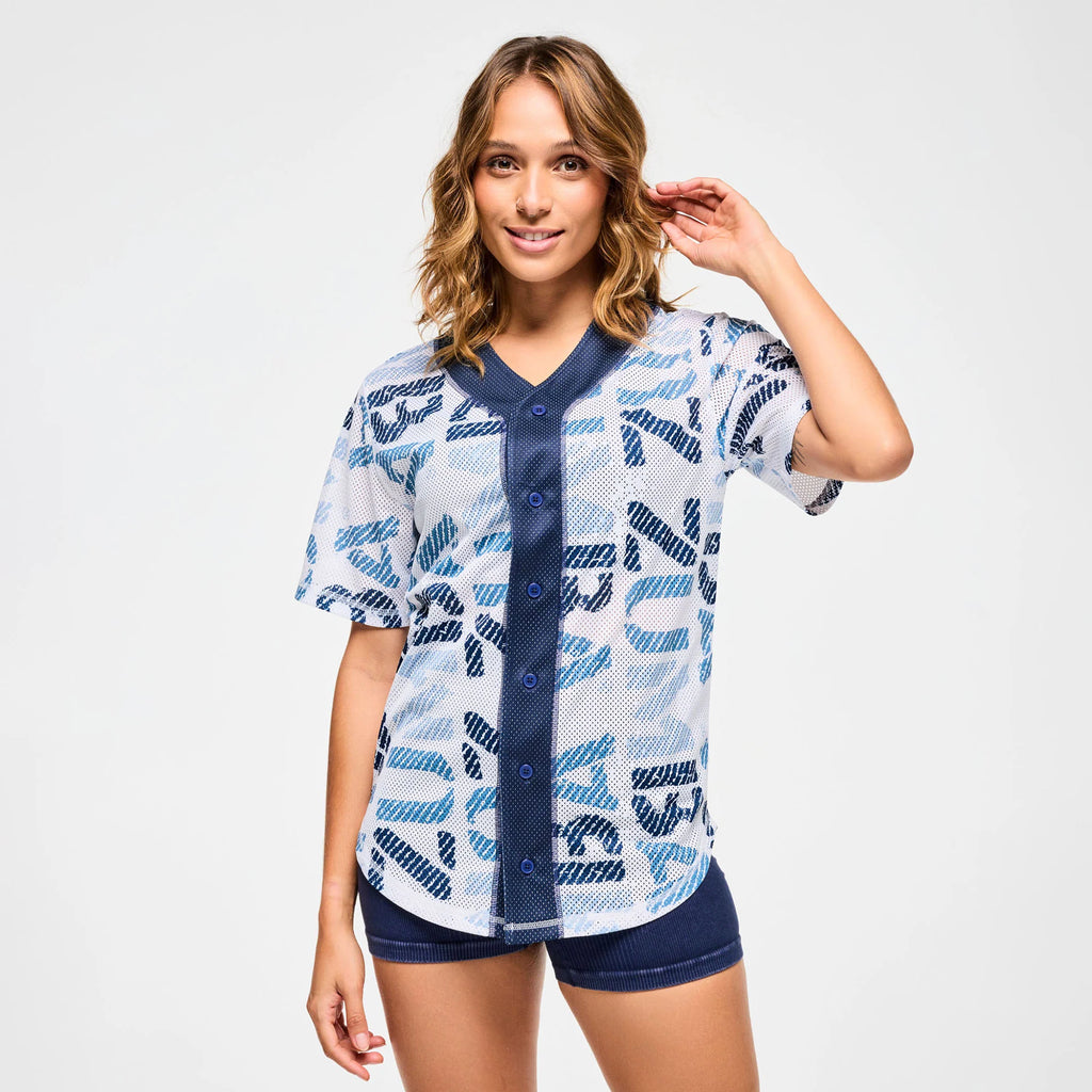 Blue Jean Baseball Button-Up Jersey B21
