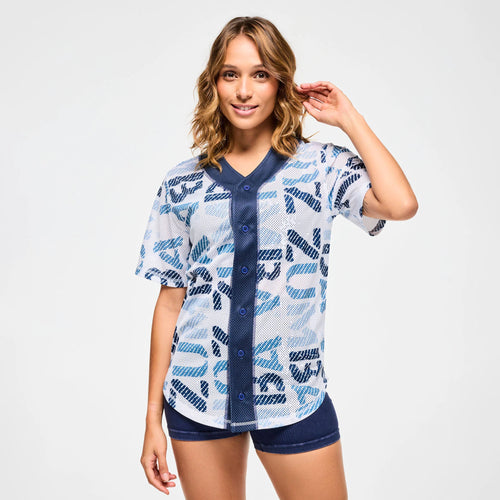 Blue Jean Baseball Button-Up Jersey B21