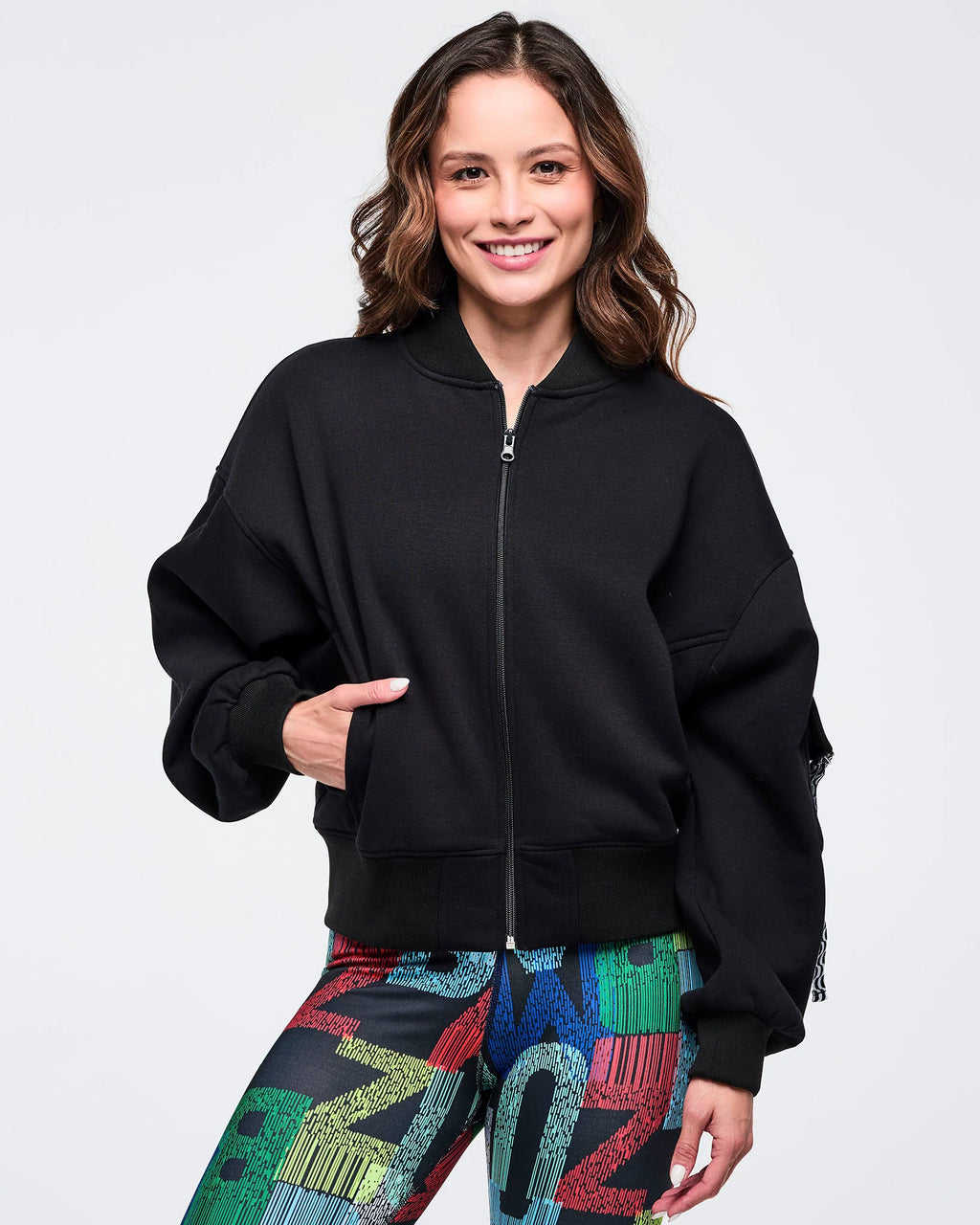 Latin Movement Drop Shoulder Zip-Up Jacket Z24