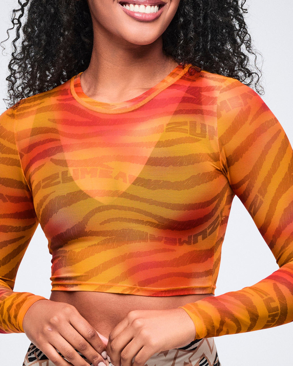 Wildbeat Long Sleeve Mesh Crop Top Z16