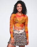Wildbeat Long Sleeve Mesh Crop Top Z16