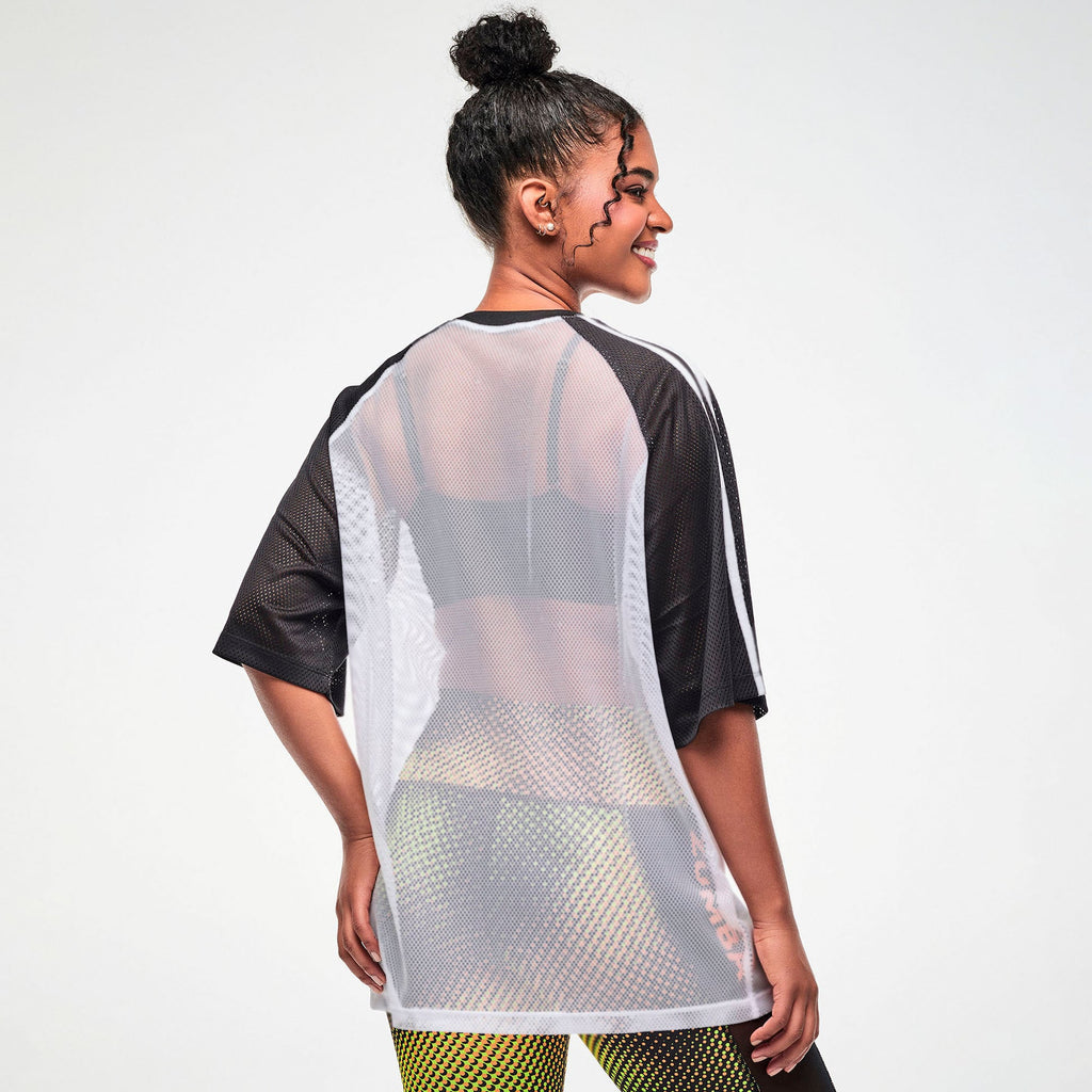 Electric Feel Oversized Mesh Raglan Top