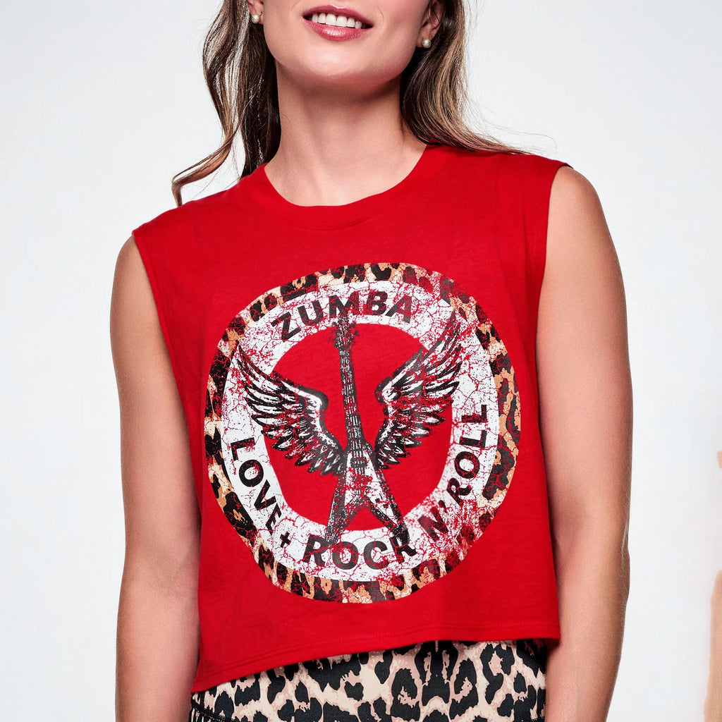 Rock 'n' Roll Crew Neck Muscle Crop Tank Z19