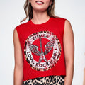 Rock 'n' Roll Crew Neck Muscle Crop Tank Z19