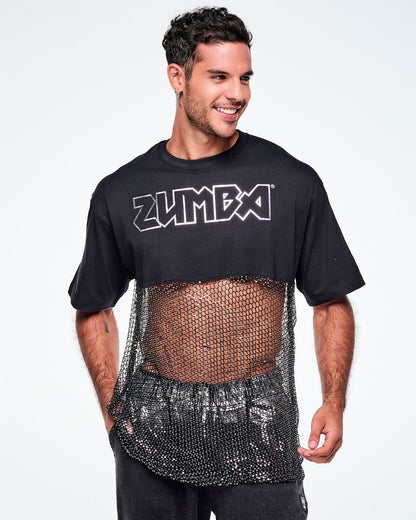 Rock 'n' Roll Oversized Long Mesh Top