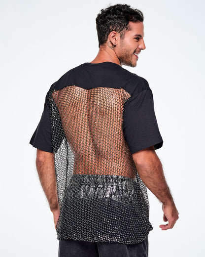 Rock 'n' Roll Oversized Long Mesh Top