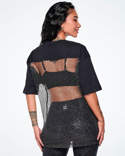 Rock 'n' Roll Oversized Long Mesh Top