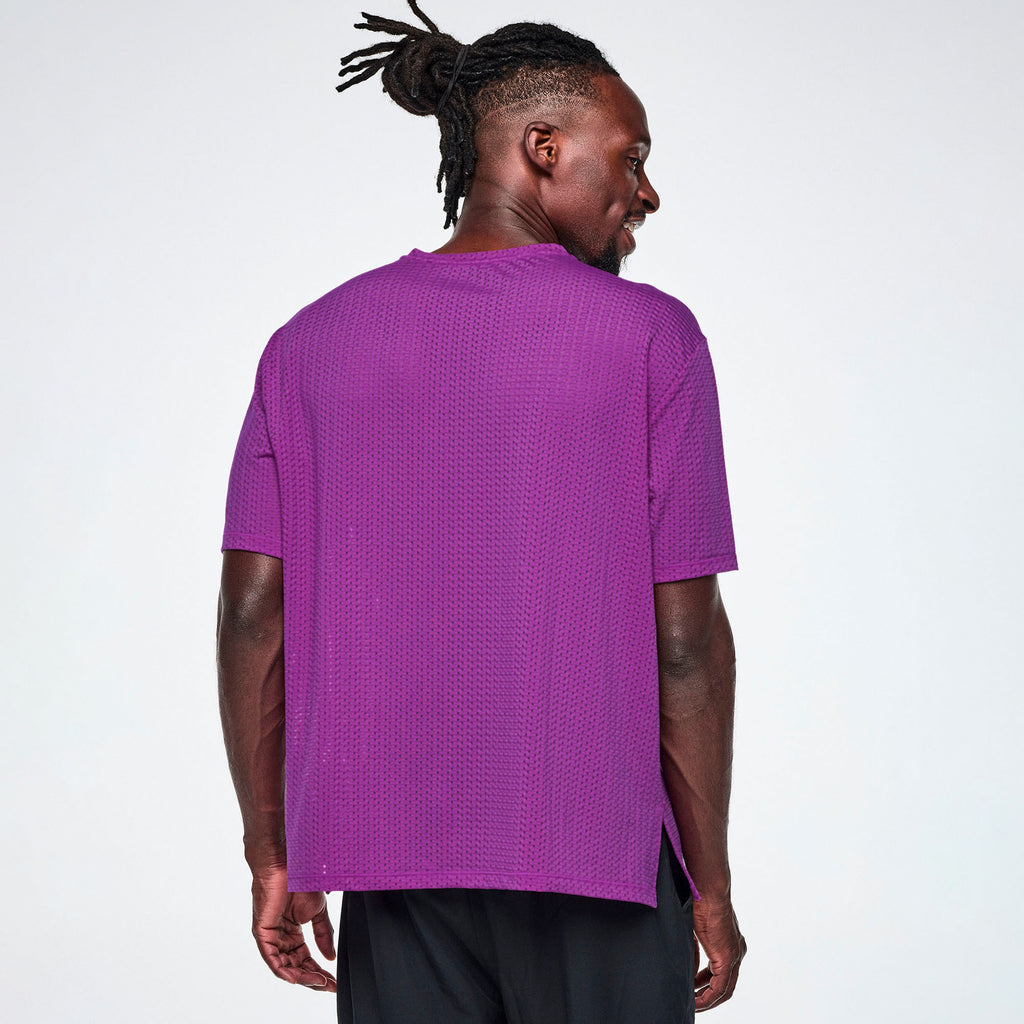 Ultrabright Mesh Boxy Top With Side Slits