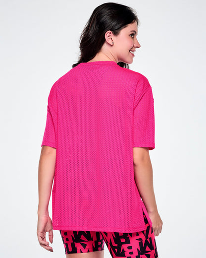 Ultrabright Mesh Boxy Top With Side Slits Z2