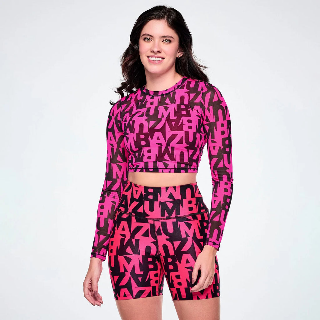 Ultrabright Long Sleeve Mesh Crop Top Z22
