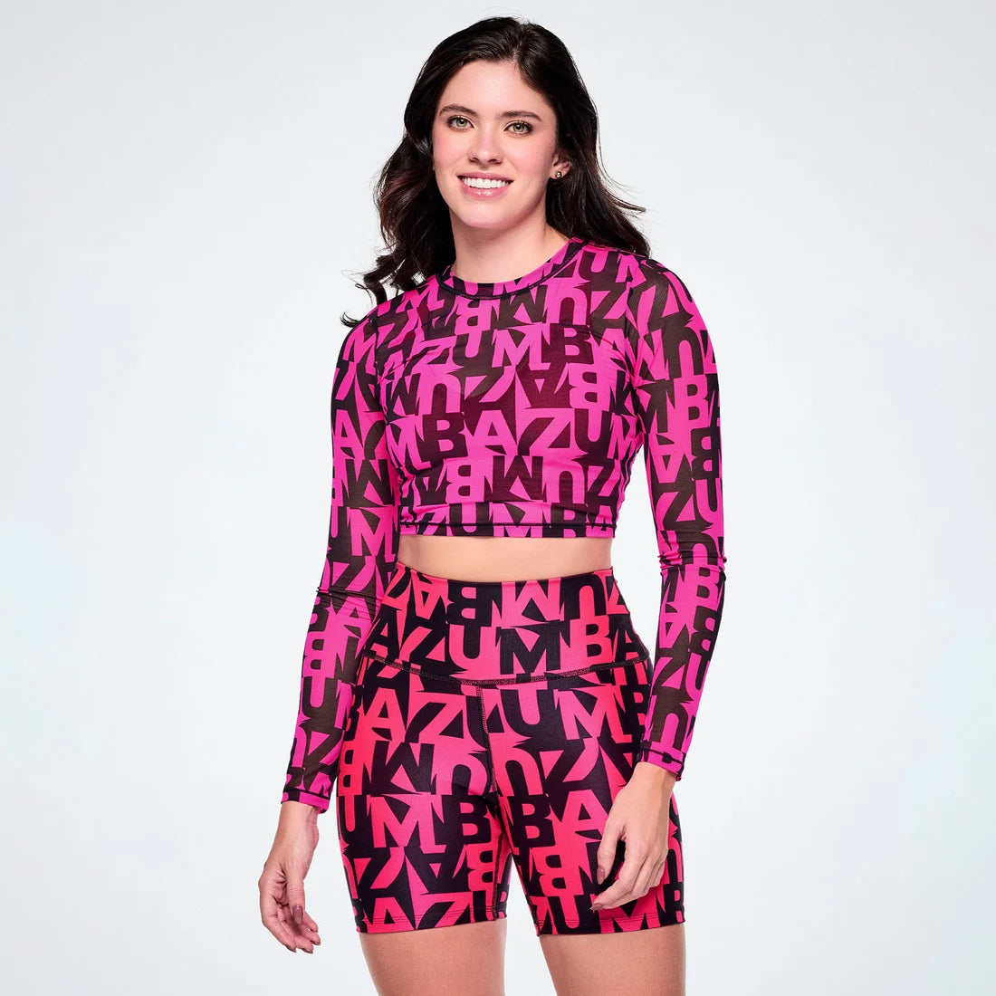 Ultrabright Long Sleeve Mesh Crop Top Z22
