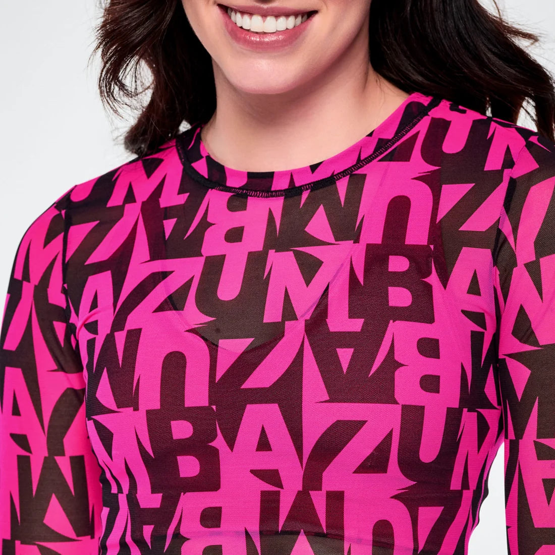 Ultrabright Long Sleeve Mesh Crop Top Z22