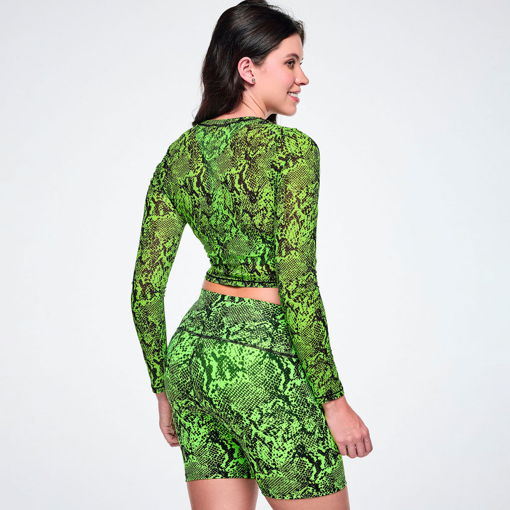 Ultrabright Long Sleeve Mesh Crop Top -