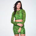 Ultrabright Long Sleeve Mesh Crop Top -