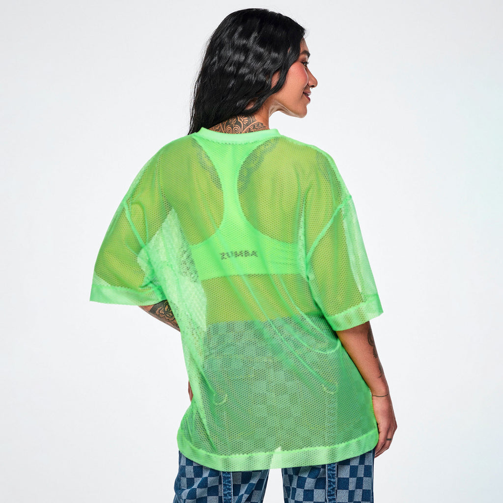 Ultrabright Oversized Mesh V-Neck Top
