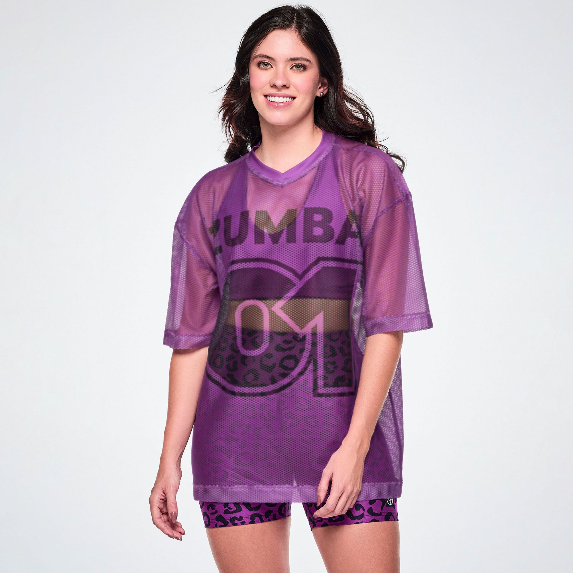 Ultrabright Oversized Mesh V-Neck Top