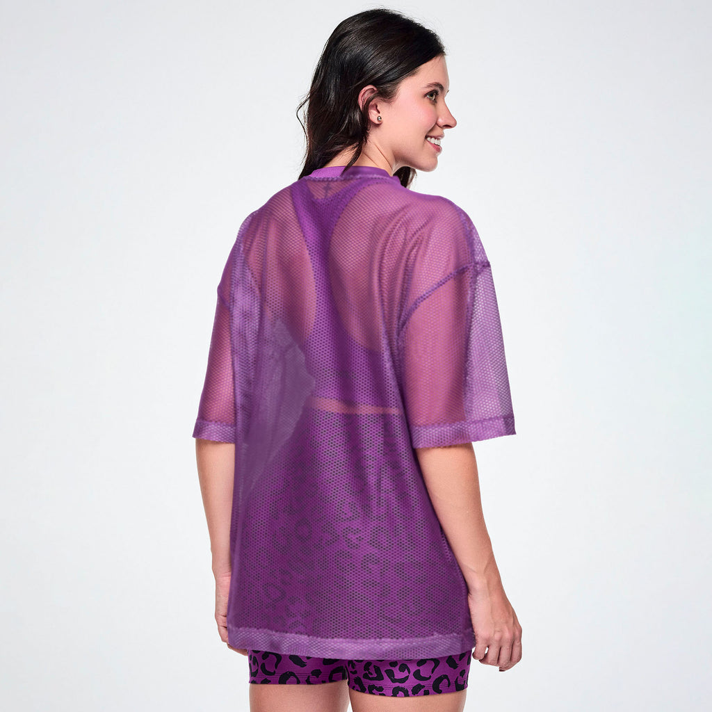 Ultrabright Oversized Mesh V-Neck Top