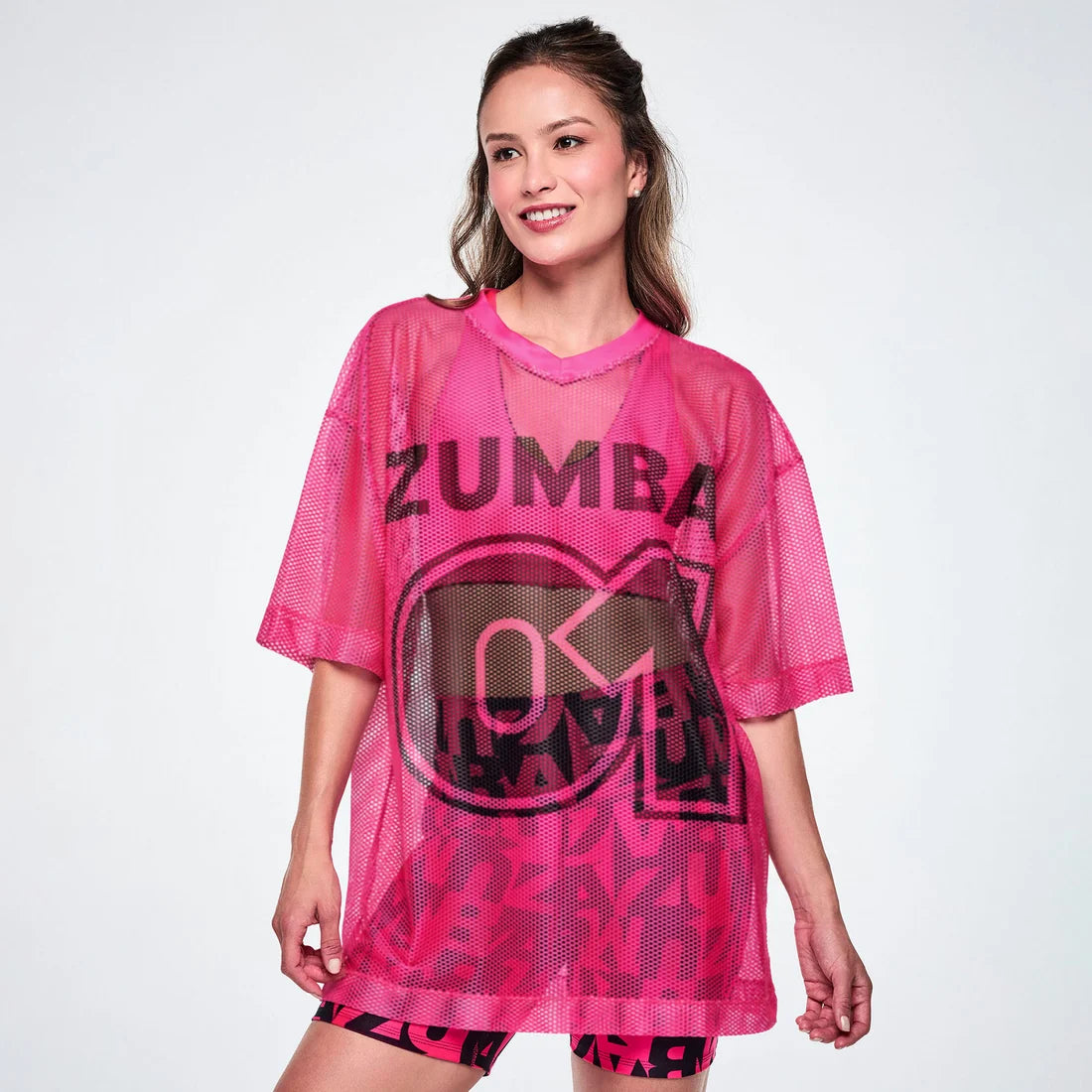 Ultrabright Oversized Mesh V-Neck Top Z22