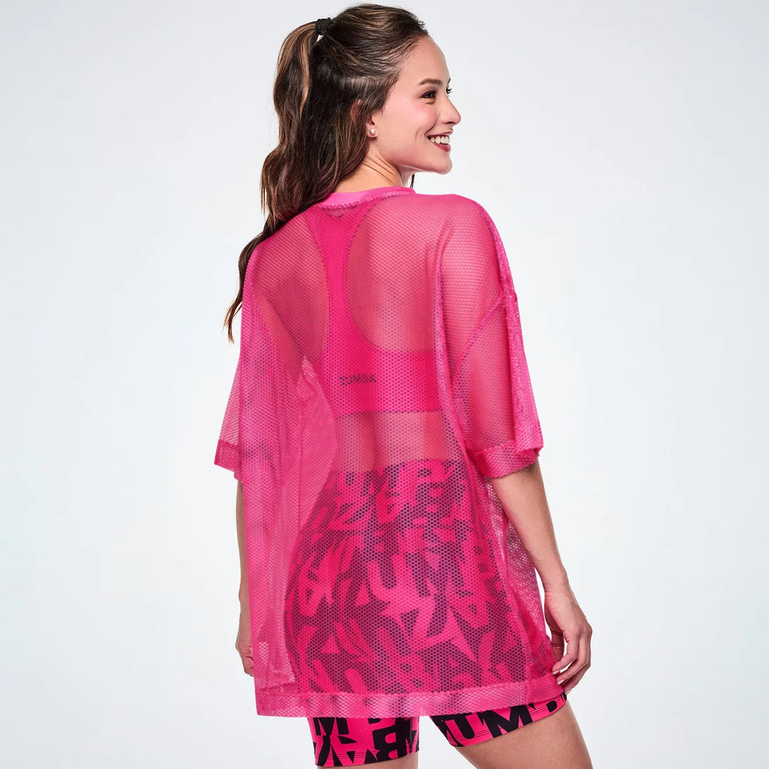 Ultrabright Oversized Mesh V-Neck Top Z22