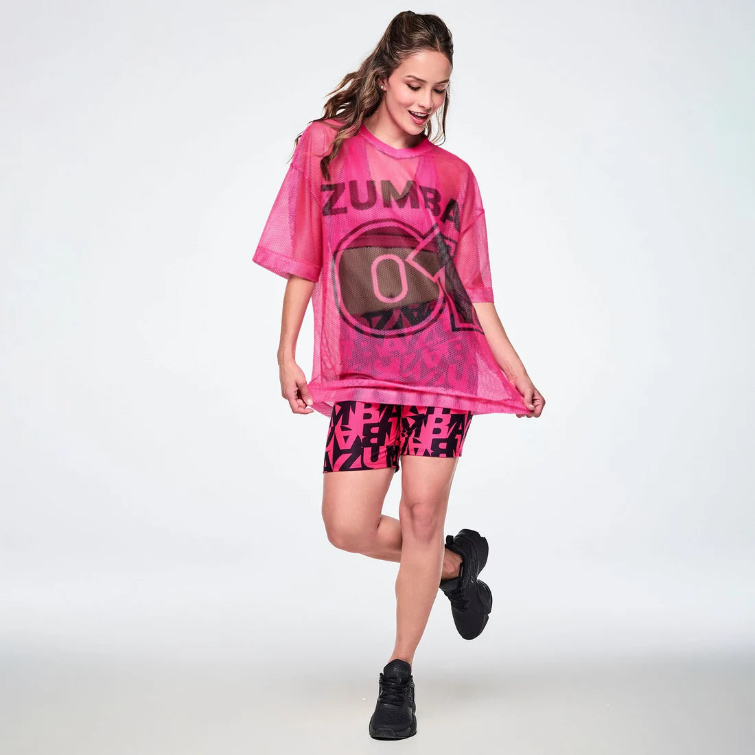 Ultrabright Oversized Mesh V-Neck Top Z22