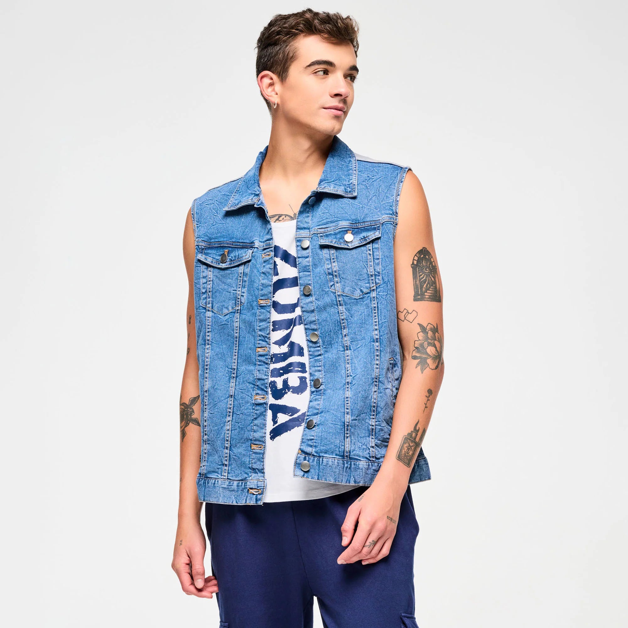 Blue Jean Long Denim Vest B24