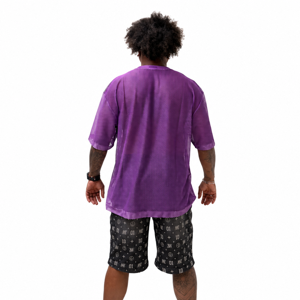 Ultrabright Oversized Mesh V-Neck Top